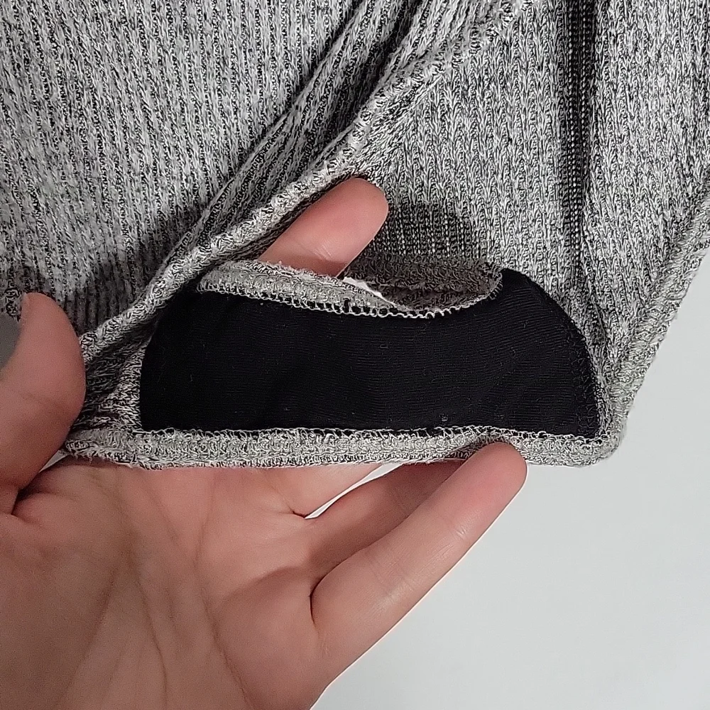 Out From Under Gray Ribbed Knit Long Sleeve Off the Shoulder Bodysuit - Picture 4 of 7